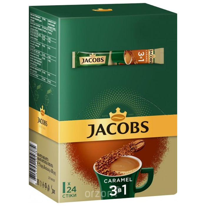 Кофе "Jacobs"  3в1 Caramel (15 гр х 24 dona) 1 уп от интернет магазина орзон