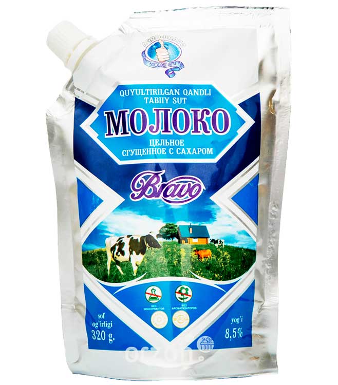 Сгущенное молоко "Agro Bravo" цельное с сахаром Дой-пак 320г в Самарканде ,Сгущенное молоко "Agro Bravo" цельное с сахаром Дой-пак 320г с доставкой на дом | Orzon.uz