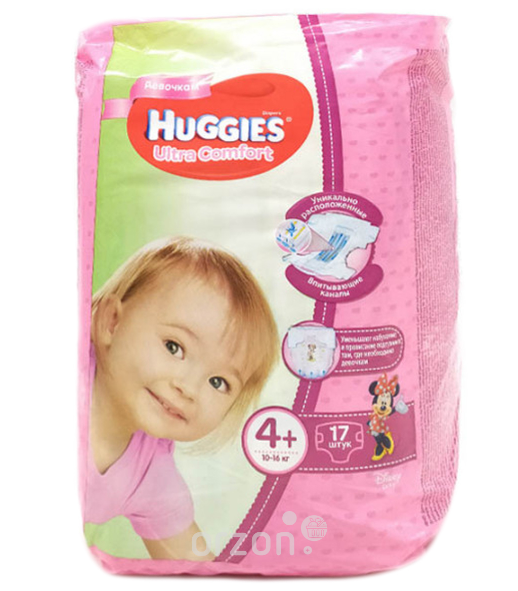 Подгузники "Huggies" Ultra Comfort для девочек 4+ (10-16 кг) 17 шт