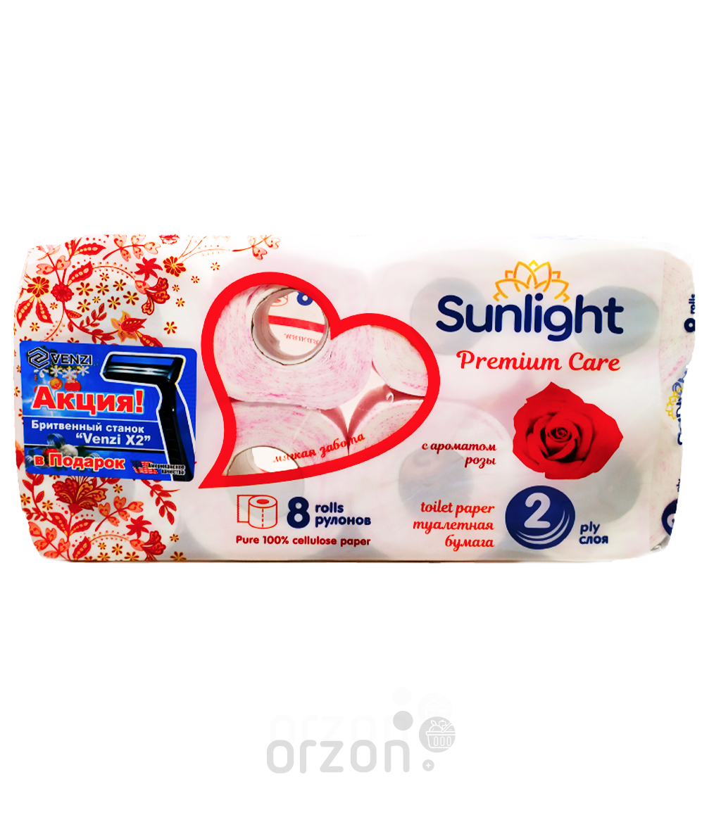 Туалетная бумага "Sunlight" Роза 2 слоя 8 рул от интернет магазина Orzon.uz