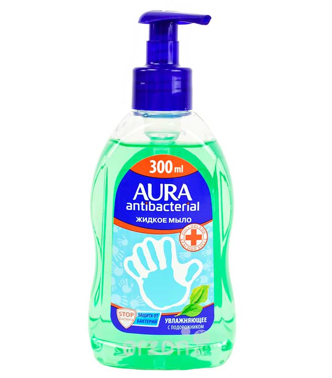 Жидкое мыло "Aura" Антибактериальное с Подорожником 300 мл от интернет магазина Orzon.uz