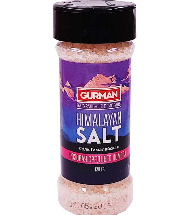 Гималайская соль "Gurman" светло-розовая средний помол пэт 120 гр от интернет магазина орзон