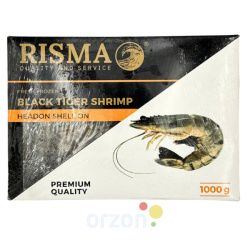 Креветки Черные тигровые "Risma" с головой  в панцире 16/20 1000 гр
