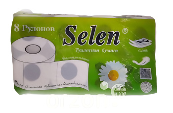 Туалетная бумага "Selen" Ромашка 2 слоя 8 рул от интернет магазина Orzon.uz
