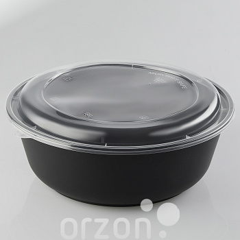 Одноразовая посуда Контейнер с крышкой (2500 мл). Food pack Цвет: черный ( в 1 упаковке 50 шт)