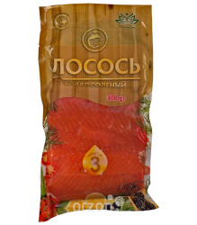 Рыба Лосось "Golden Fish" слабосолёный Филе кусок с кожей 300 гр