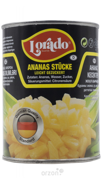 Ананасы кусочки "Lorado" в легком сиропе 580 мл