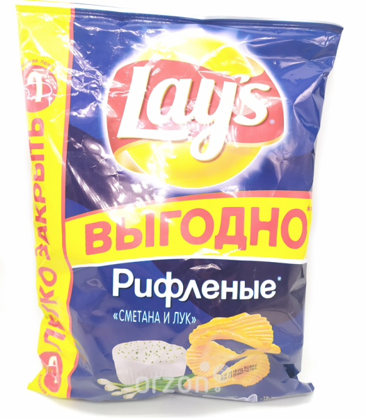Чипсы рифлёные 'Lays' со вкусом Сметана и Лук, 225 гр