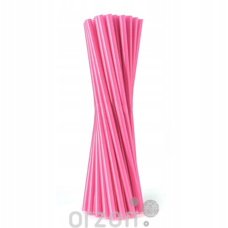 Трубочки "Delta Plast" для напитков толстые Розовые  (индивидуальная упаковка) 400 dona