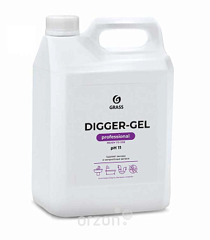 средство щелочное для прочистки канализационных труб "grass" professional digger-gel ph 11  5.3 кг от интернет магазина orzon