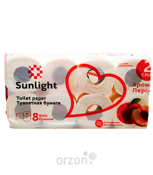 Туалетная бумага "Sunlight" Персик 2 слоя 8 рул от интернет магазина Orzon.uz