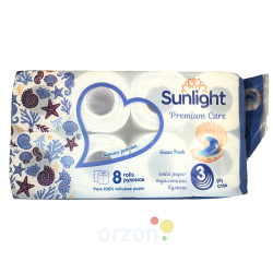 Туалетная бумага "Sunlight" Океан фреш 3 слоя 8 рул