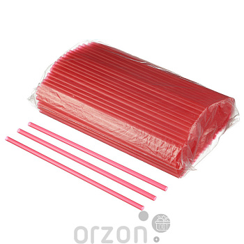 Трубочки "Delta Plast" для напитков толстые Светло-красные (индивидуальная упаковка) 400 шт
