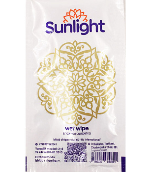 Влажные салфетки "Sunlight" индивидуальная упаковка 250 dona от интернет магазина Orzon.uz