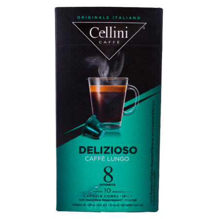Капсулы кофе "Cellini" для Nespresso Delizioso Lungo №8 Intensita 10 dona