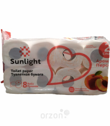 Туалетная бумага "Sunlight" Персик 2 слоя 8 рул