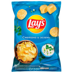 Чипсы 'Lays' Сметана и зелень 140 гр
