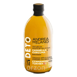 Уксус ( сидр) "Andrea Milano" Deto organic яблочный с куркумой и корицей 500мл