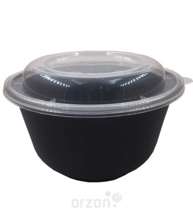 Одноразовая посуда Супница с крышкой (500 мл). Food pack Цвет: черный ( в 1 упаковке 50 dona)
