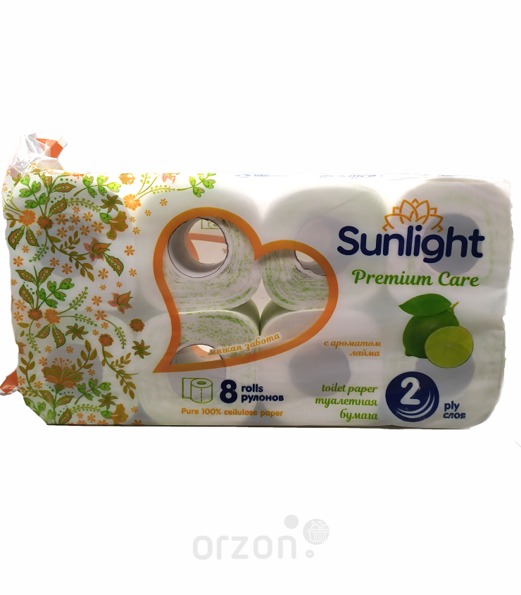 Туалетная бумага "Sunlight" Лайм 2 слоя 8 рул от интернет магазина Orzon.uz